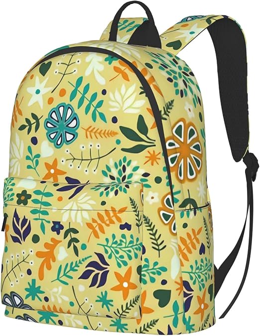 Summer floral yellow and green Laptop Backpack Travel Backpack Unisex