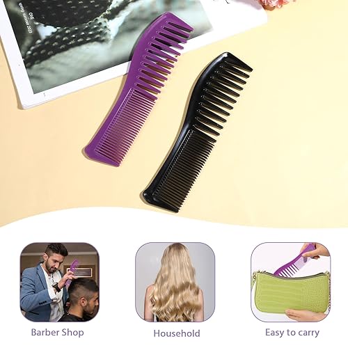 Miniatura 4 de Peine de plástico multiusos para el cabello, paquete de 2 peines de peluquería de doble cara, plástico de 7.1 pulgadas para hombres y mujeres,