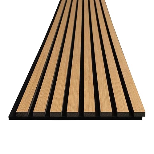 Miniatura 3 de Architectural Products by OUTWATER - Paneles de pared acústicos de madera de roble de 12.5 pulgadas (25 pulgadas en total) x 94.5 pulgadas,