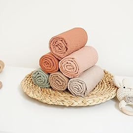Konssy Muslin Baby Burp Cloths Sets for Unisex- 6 Pack Large 100% Cotton Burping Clothes for Newborn, Baby Girls and Boys