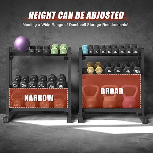 Miniatura 3 de Estante para mancuernas de 3 niveles, capacidad de 1100 libras, soporte de peso ajustable para gimnasio en casa, soporte de peso resistente para