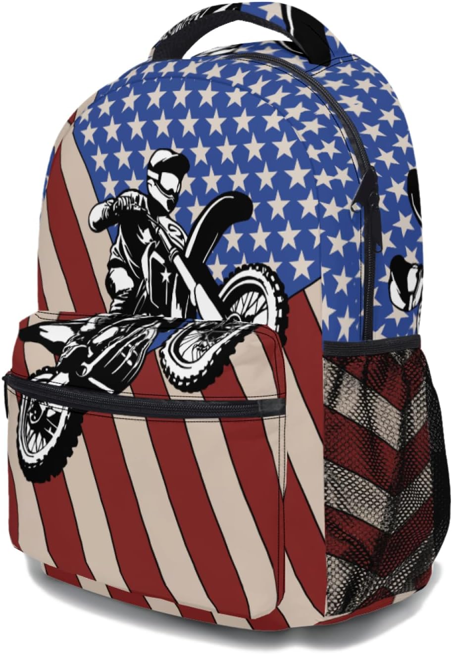 Kawani American Flag Baseball Print College Bookbags Motorcycle USA School Backpack for Girls Women, Teens School Bags Bookbags Ladies USA Laptop Backpacks Travel Hiking Camping Gym Daypack