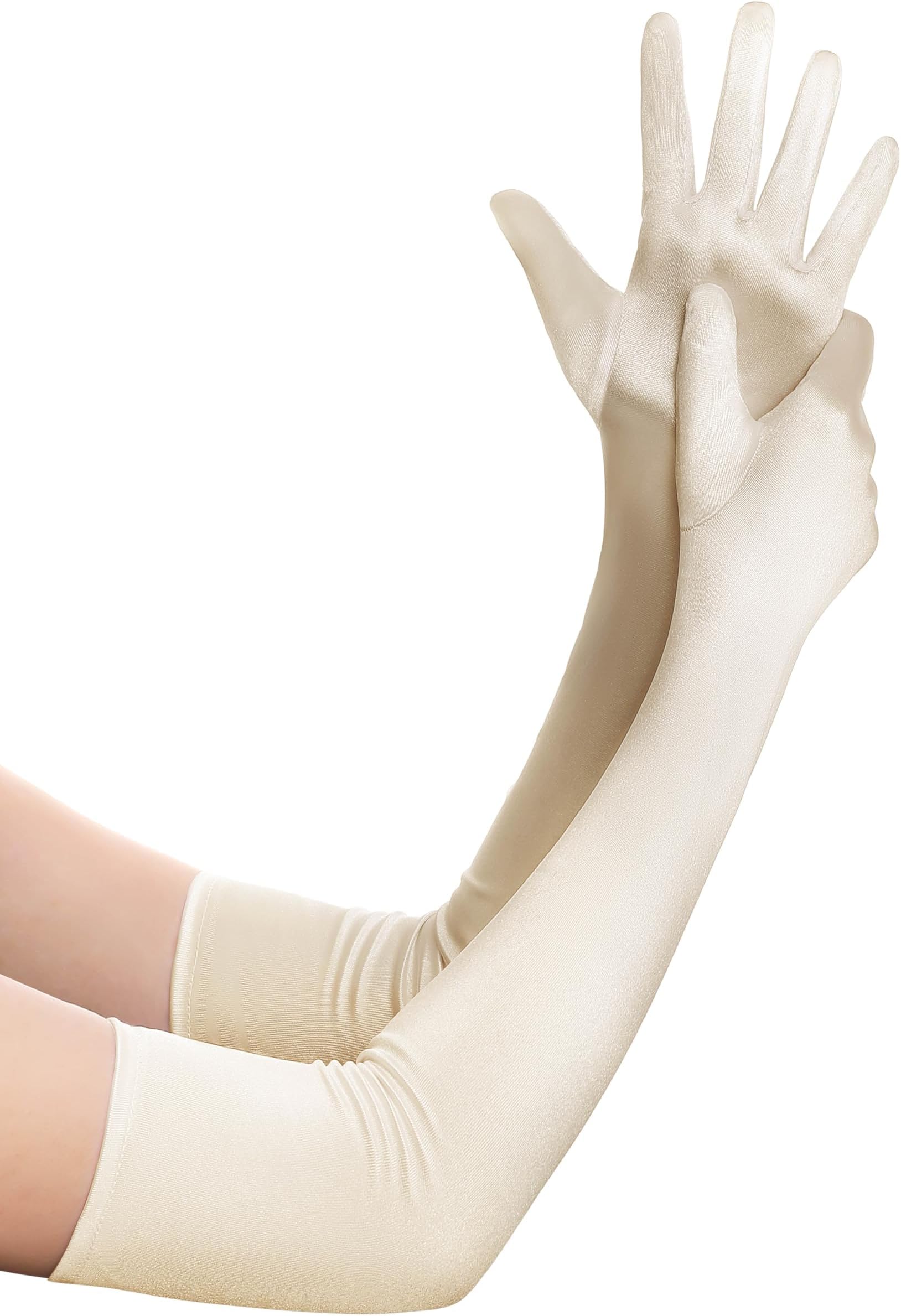 BABEYOND Long Evening Gloves Satin Elbow Gloves Bridal Fancy Dress Gloves Wedding Prom Opera Gloves 1920s Style for Women