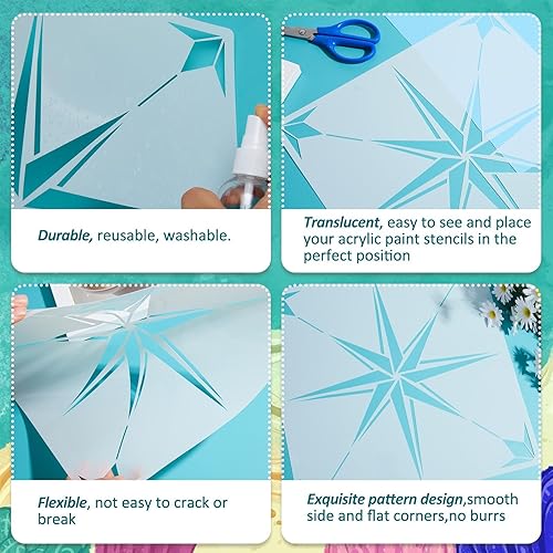 Miniatura 3 de 4 plantillas reutilizables para azulejos de 12.0 x 12.0in, plantillas de dibujo para manualidades, álbumes de recortes, decoración del hogar (estilo