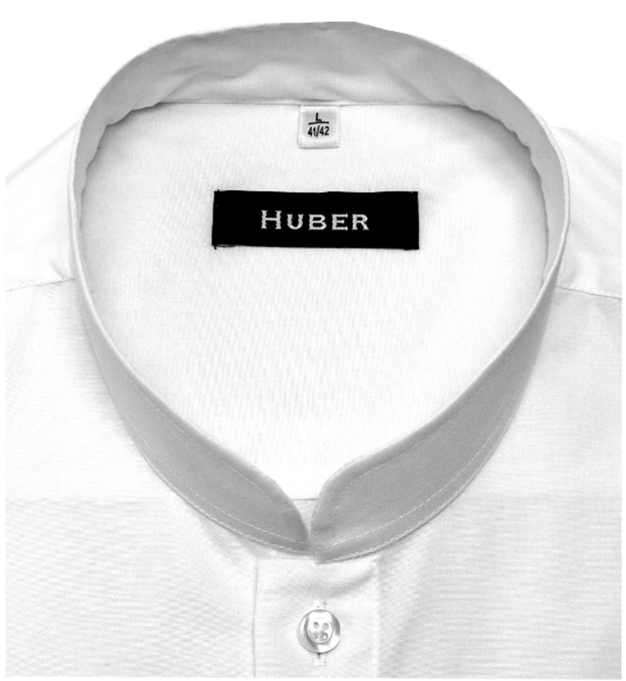 HUBER Stehkragenhemd Weiss oder schwarz Asia Kragen Regular HU-9071-HU-9072