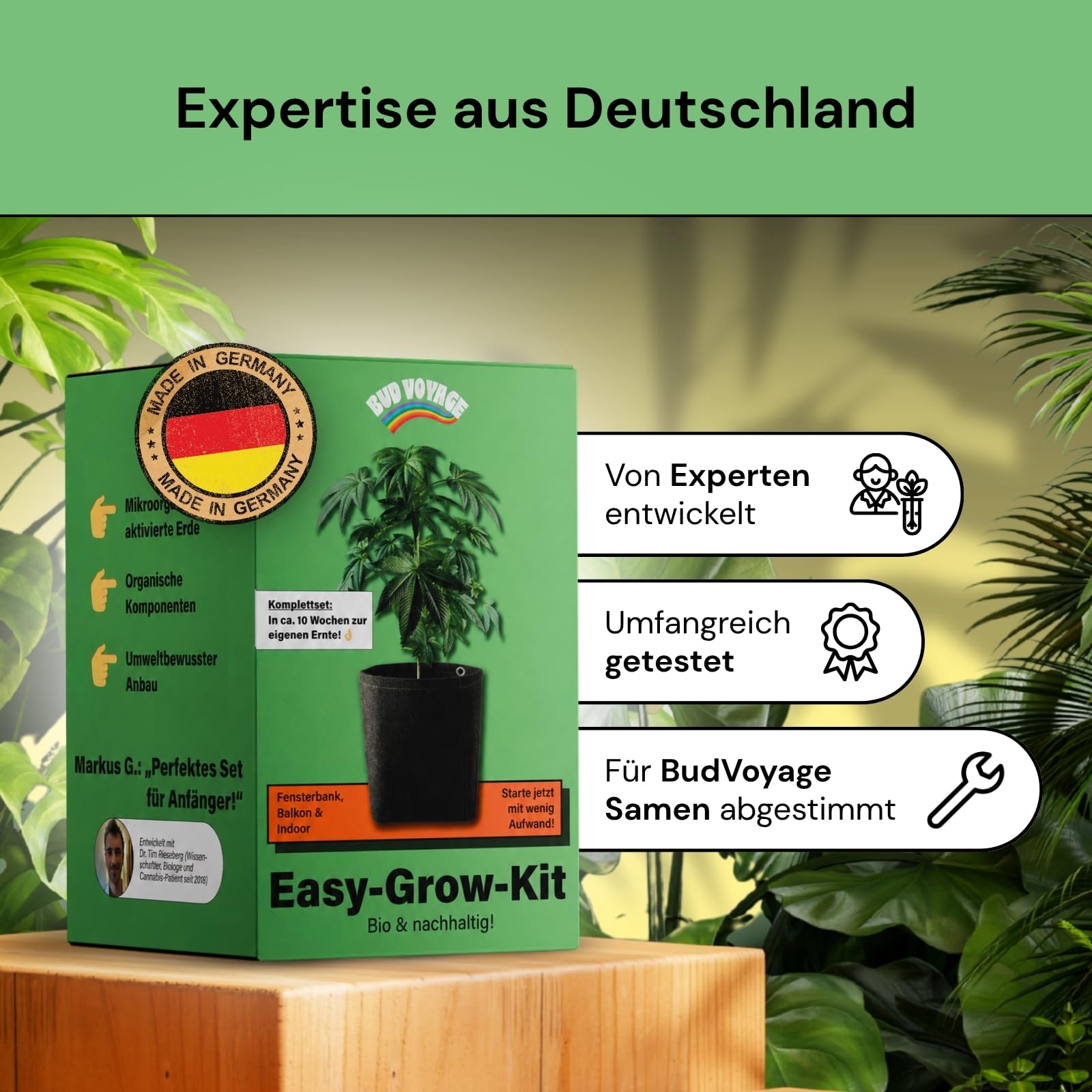 Easy Grow Kit - Komplettes Pflanzen Anzuchtset für Anfänger – Mit Bio-Erde, Dünger & Filztopf – Anzucht Zubehör Set mit Schritt-für-Schritt Anleitung