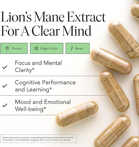 Miniatura 2 de Fantastic Fungi Cápsulas mentales  Suplemento orgánico de hongo de melena de león  Suplemento de enfoque y memoria  Cápsulas de suplemento de melena