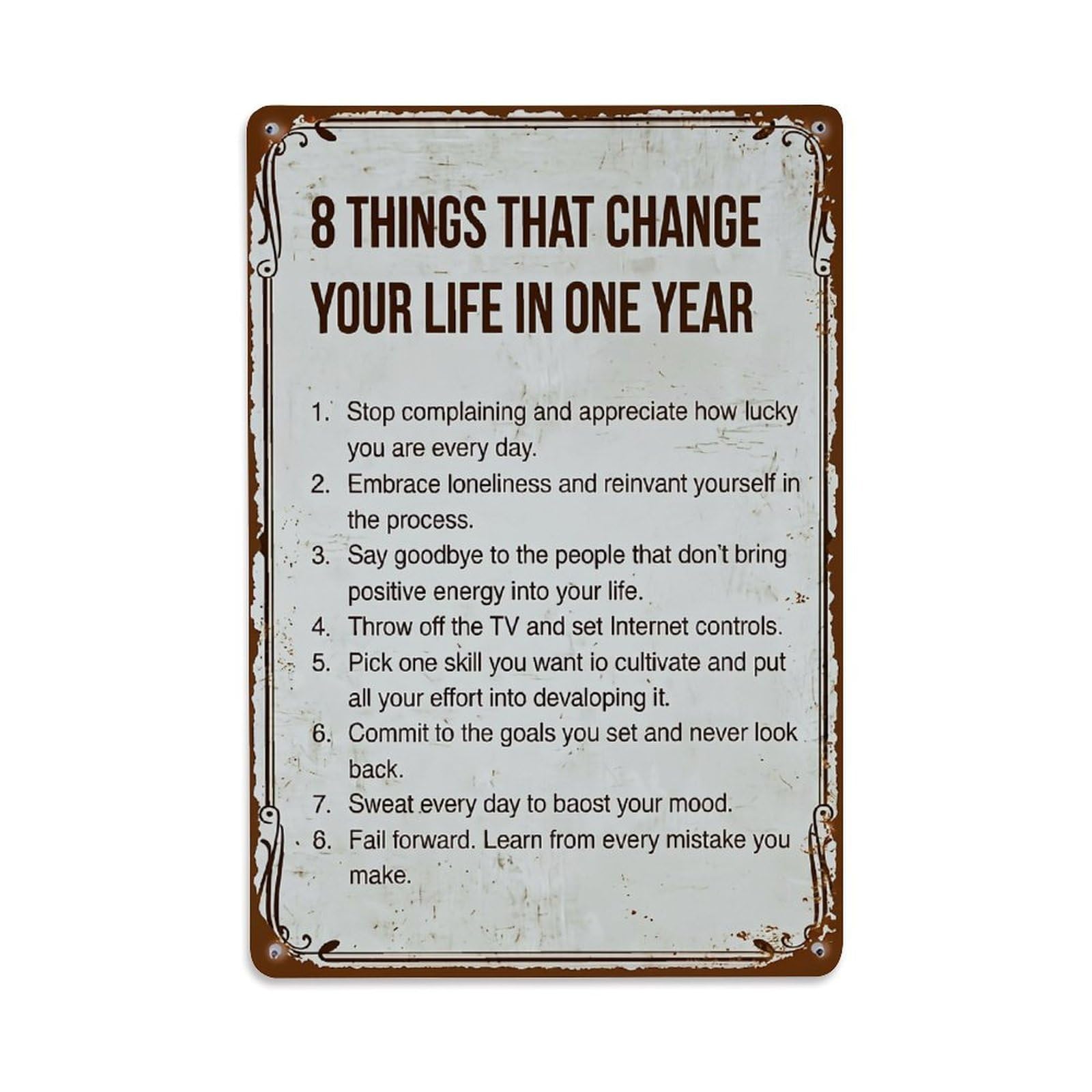 Jdyaojiesheng Vintage Text List Motivation Tin Sign Retro Metal Wall Decor Metal Poster, Home Bar Garage Farmhouse Cafe Wall Art Decoration 8X12inches