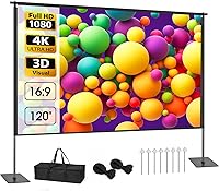 CPLIRIS 120 Inch Portable Outdoor Projector Screen with Stand - 16:9 4K HD Wrinkle-Free Movie Screen Kit, Bag Included for Backyard & Home Theater