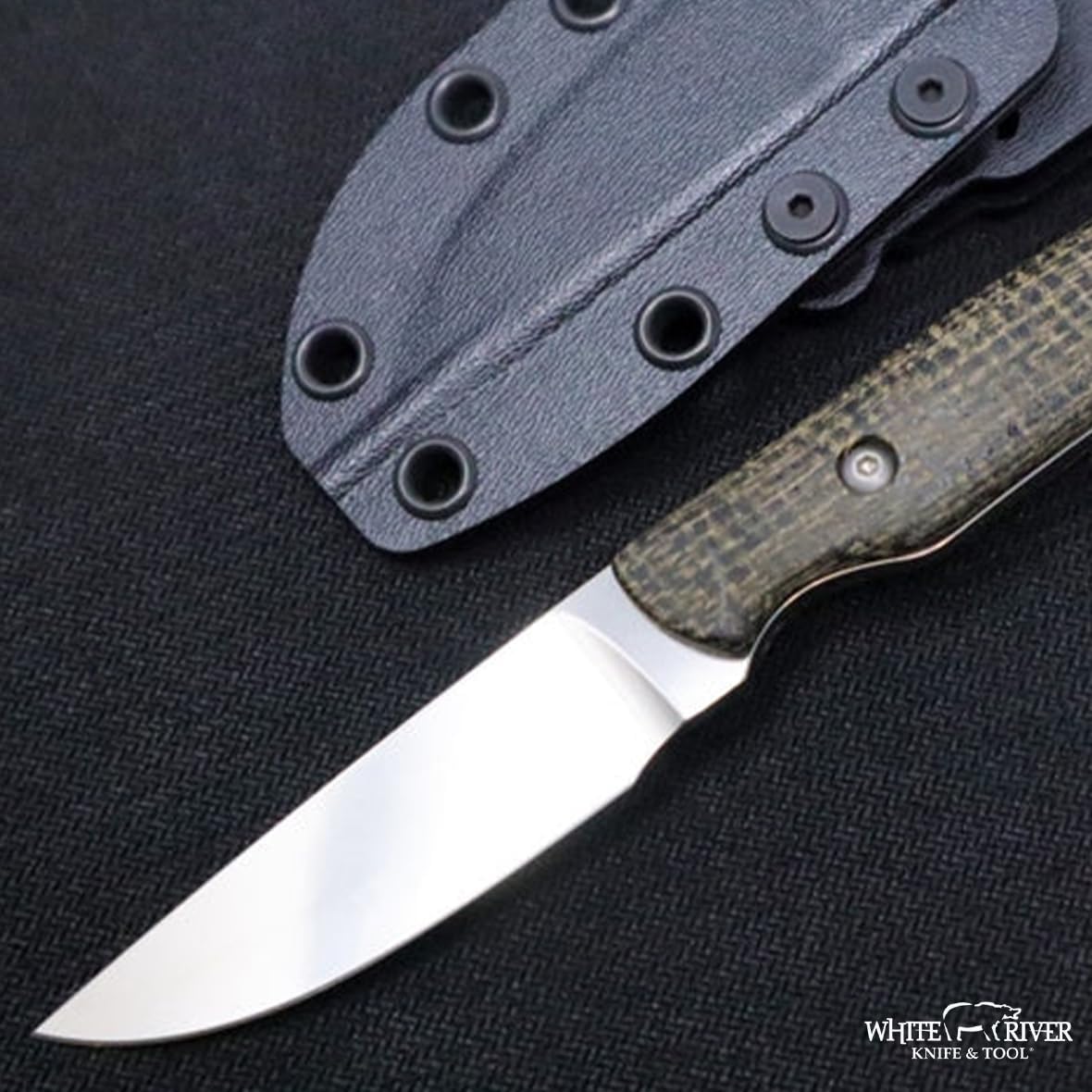 White River Knives Small Game Knife, Black Burlap Micarta Handle