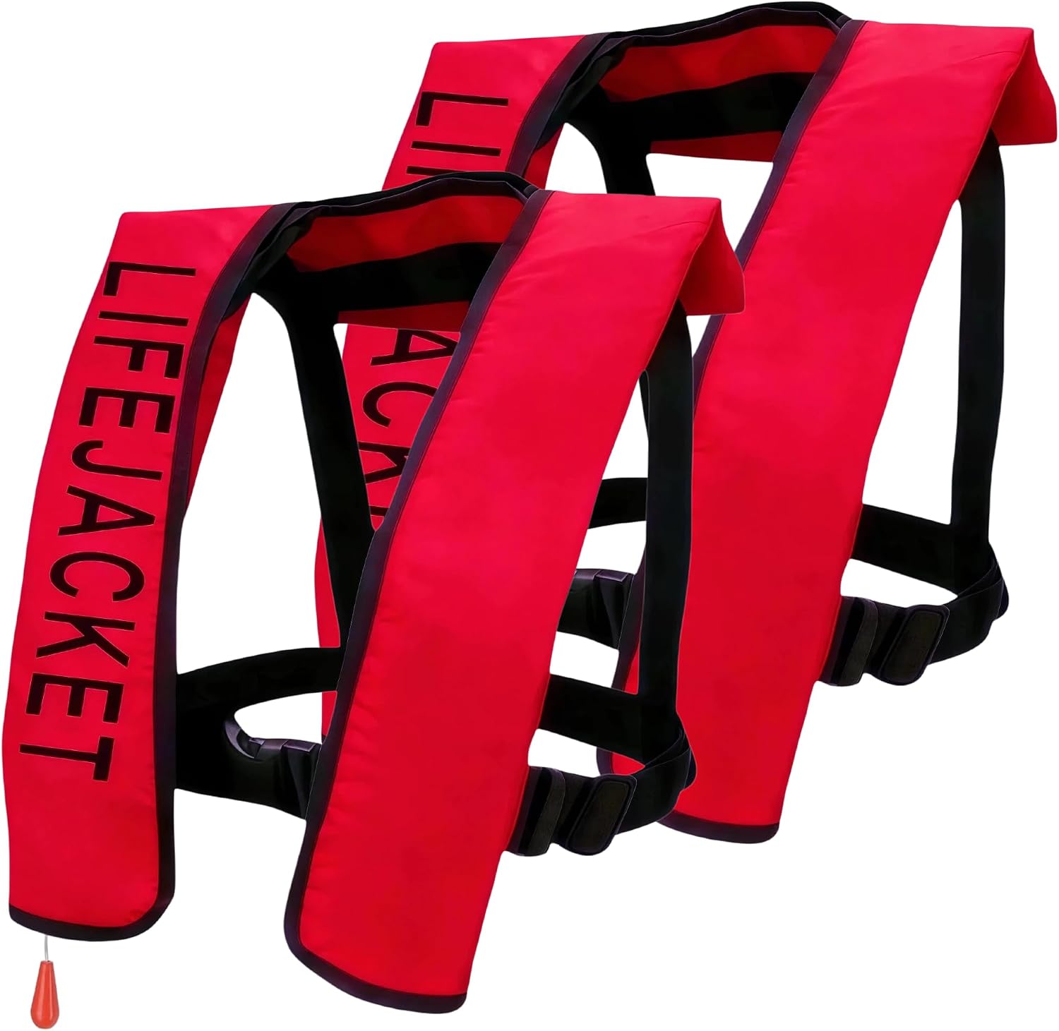2-Pack Life Jackets for Adults - Automatic/Manual Inflation Life Vest with Reflective Strips & Emergency Whistle for Surfing, Swimming, Kayaking, Sailing, Boating