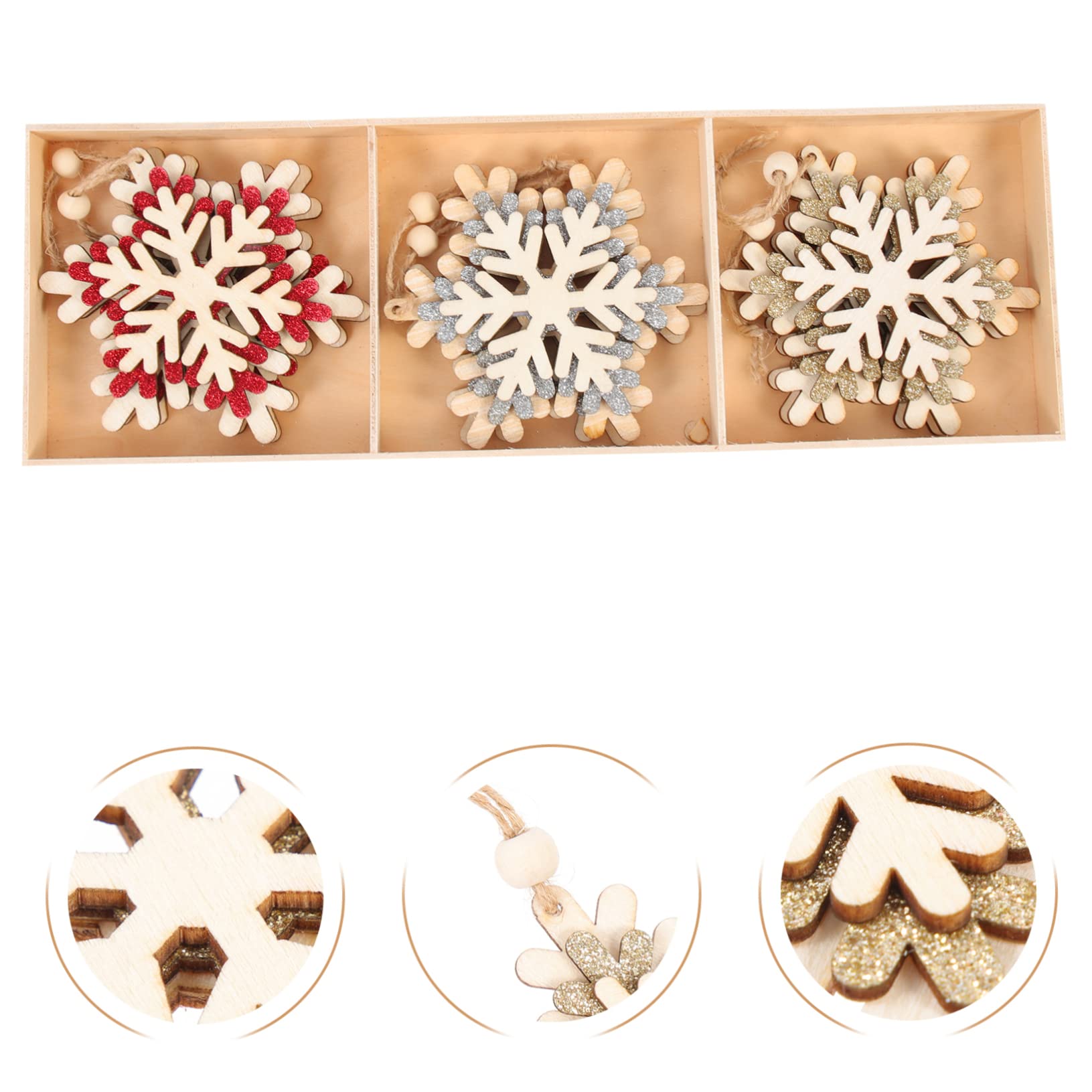 PRETYZOOM Lot De 4 Pendentifs Flocons De Neige Uniques pour Décorations De Noël À Suspendre pour Fêtes en Intérieur (6 Pièces X 4)