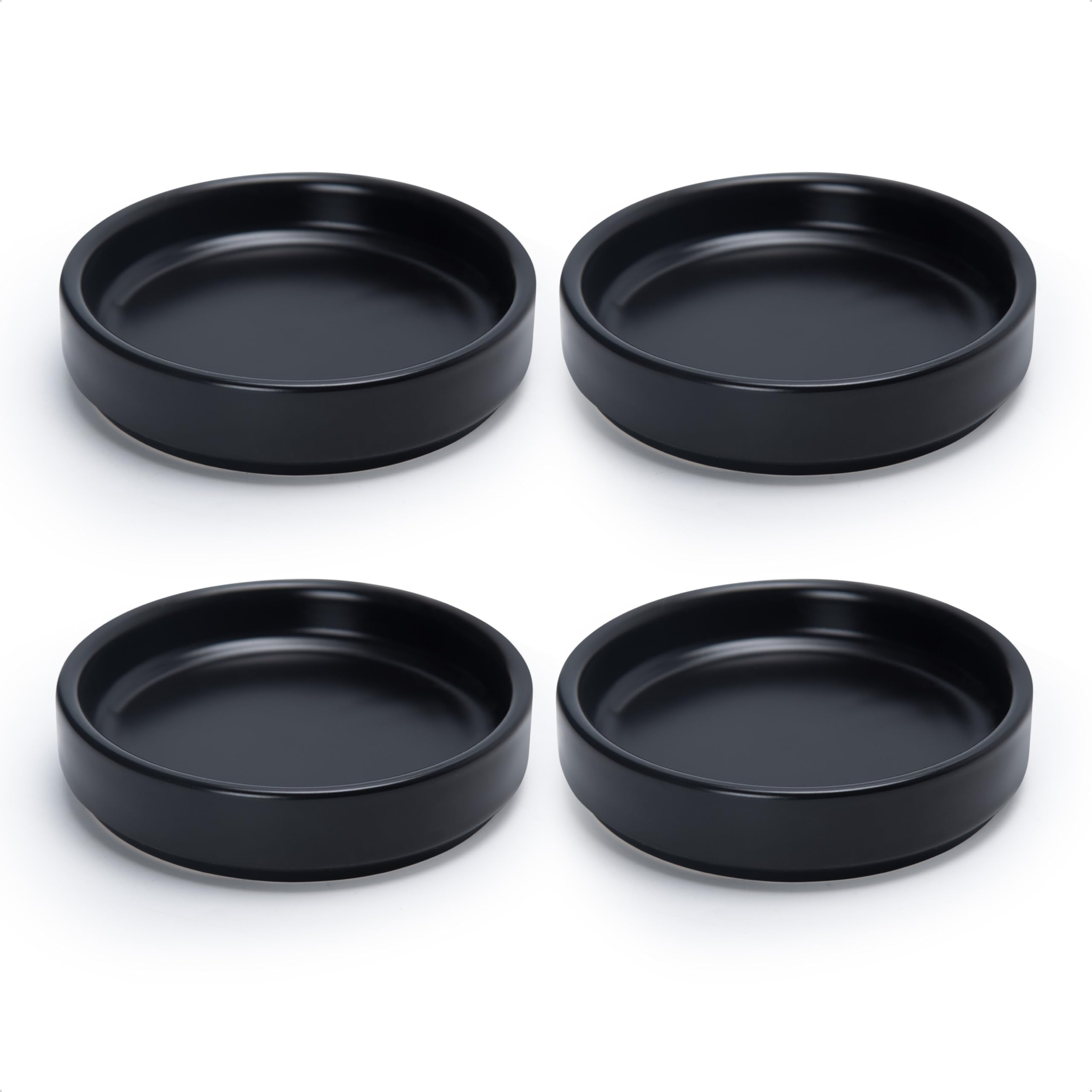 Soucoupes rondes en céramique pour plantes pot de fleur intérieur lot de 4 noir 10,2 cm coupelle
