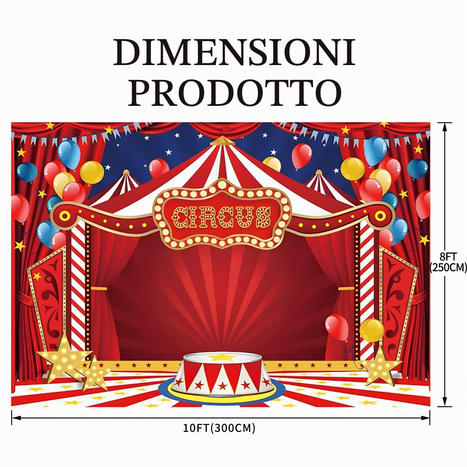 Sfondo Fotografico Circo Carnevale - 3x2,5 M Vinile, Per Feste Bambini E Compleanni Sfondo 3x2.5 M Vinile