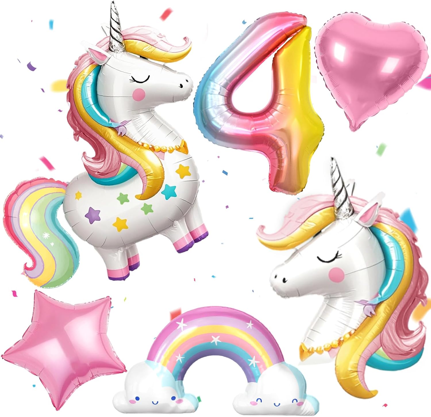 Unicorn Decoration Children's Birthday Girl 1 2 3 4 5 6 Years Unicorn Balloon Standing Foil Balloon Rainbow Heart Balloons Unicorn Children's Birthday Decorations Party Decoration 4 Years