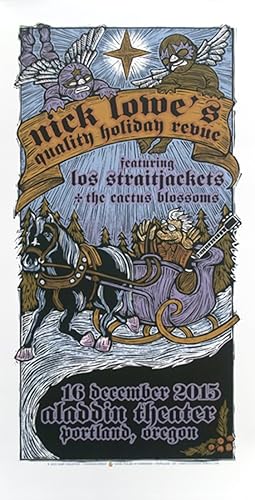 Nick Lowe's Quality Holiday Revue Poster with Los Straitjackets Hand-Signed in pencil and Numbered Silkscreen Edition of just 110 by Gary Houston