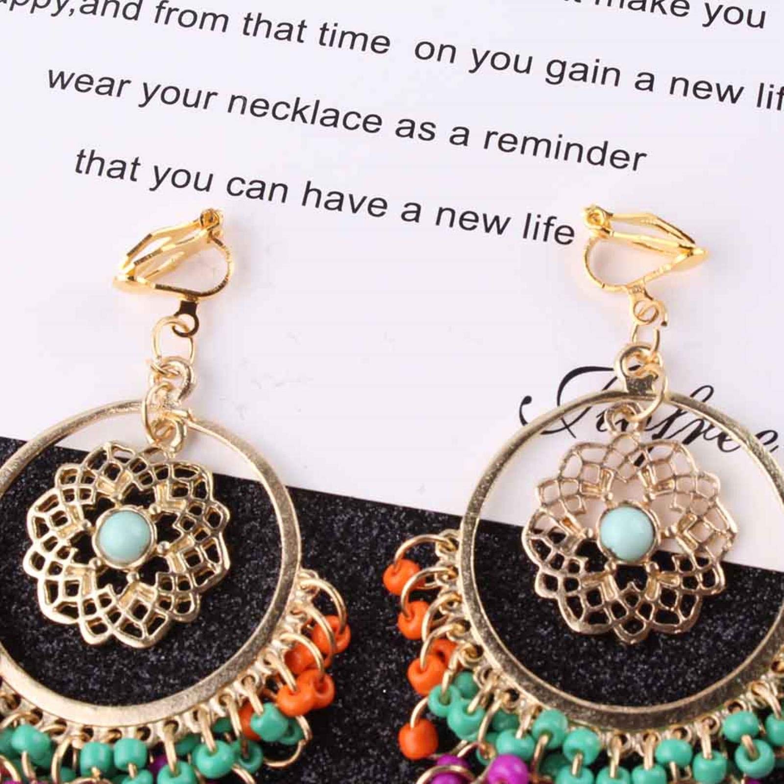 Vintage Kwastje Oorbellen for Vrouwen Boheemse Retro Touw Boho Franjes Drop Oorbellen Bruiloft Etnische Dangle Oorbellen (Color : black