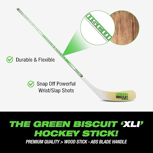 Miniatura 6 de Green Biscuit Palo de hockey callejero juvenil con dos discos de hockey sobre hielo NHL Off - Palo de hockey sobre hielo junior, duradero, hoja de