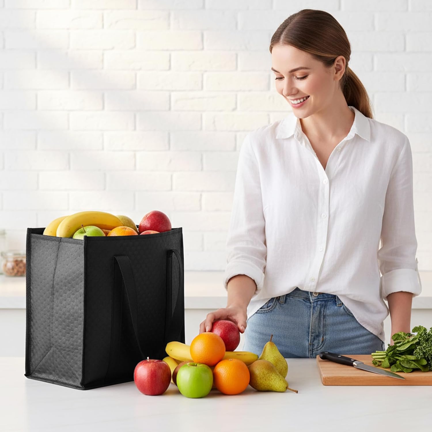 6 Pcs Insulated Grocery Bags Large Reusable Insulated Cooler Bags with Zipper Top Shopping Totes for Hot or Cold Food - Image 2