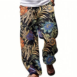 Pantalon Homme Bohème Fantaisie Décontracté Pantalon Dashiki Large à Imprimé Ethnique Streetwear Joggers Floral Casual Urban avec Cordon Serrage