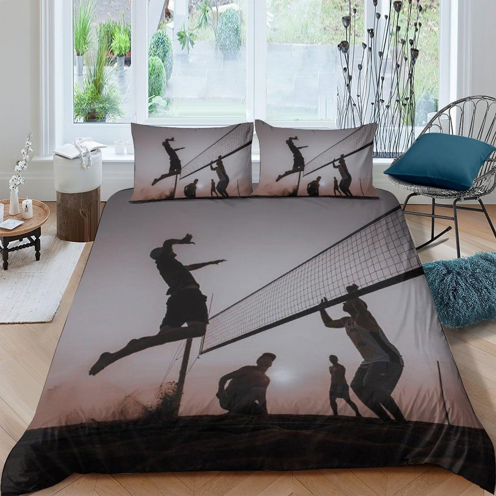 Ctjqhvkz Style-10 3D Printed Silhouette Sports Fitted Sheet Microfiber Soft Breathable Sunset Scene Mattress Cover For Bedroom Decor Single（135X200cm）