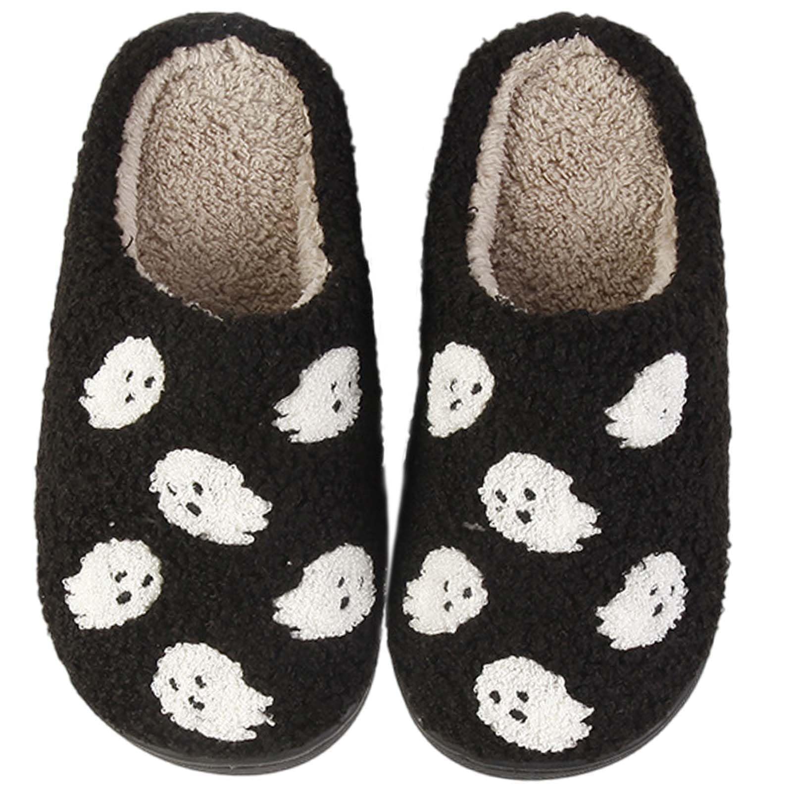Halloween Slippers Pumpkin Slippers for Womens Mens Cute Comfy Bedroom Shoes Home House Ladies Fuzzy Slipper indoor Outdoor