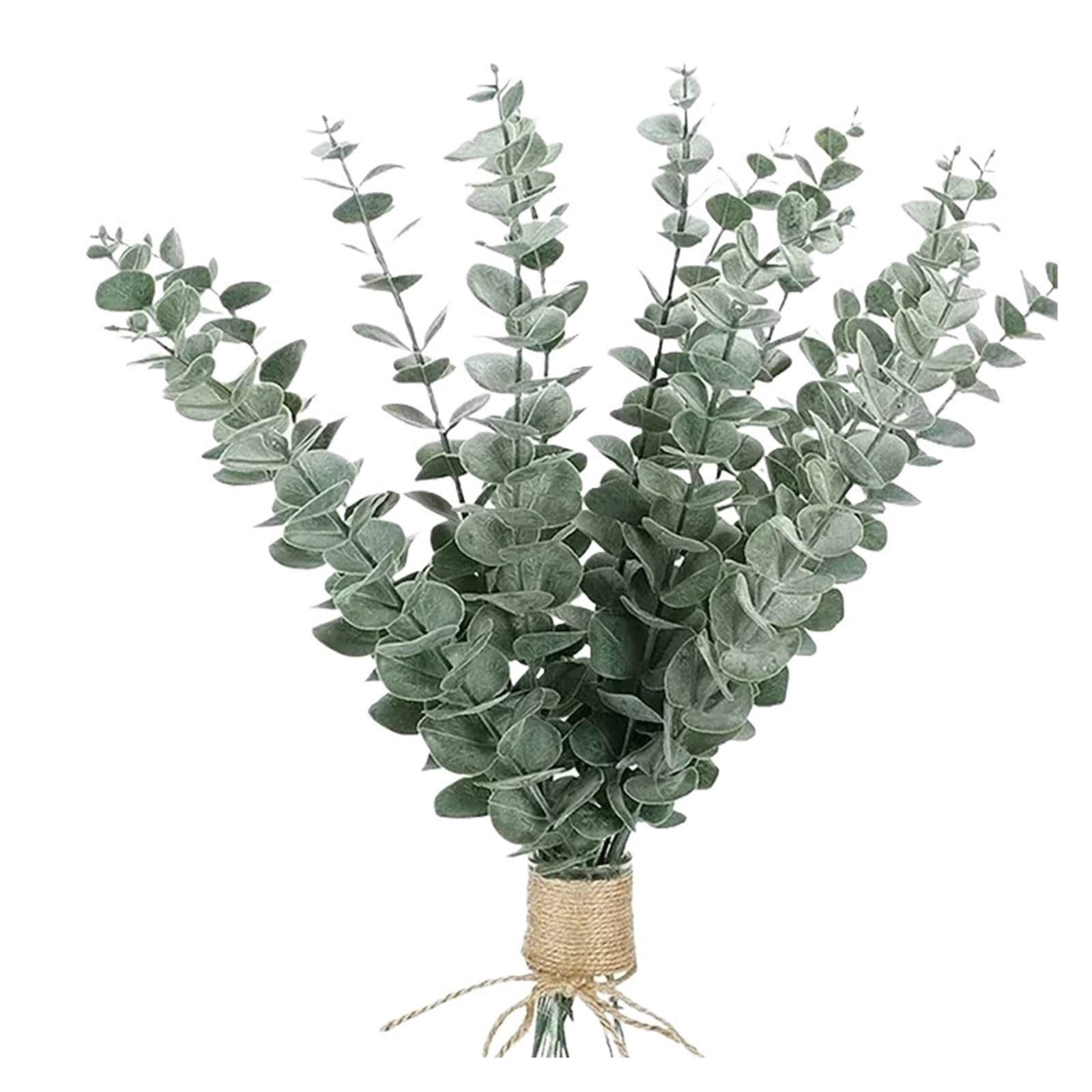 YGLEEULI Artificial Foliage Stems 36/10PCS Artificial Eucalyptus Stems Green Leaves Fake Plants Home Flowers Bouquet Wedding Centerpiece Decoration(12PCS-Green White(A))