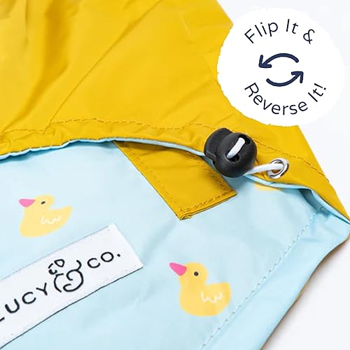 Vista 3 de Lucy & Co. Lucky Ducky - Impermeable reversible para perros y mascotas - Impermeable para perros - Poncho ajustable a prueba de agua para caninos