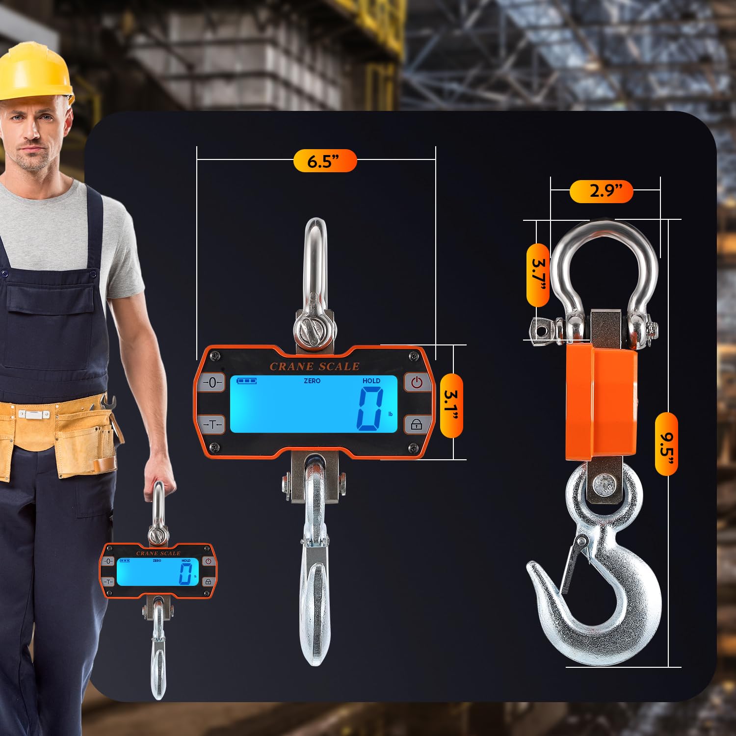 CGOLDENWALL Crane Scale - 4400lb Digital Hanging Scale -7