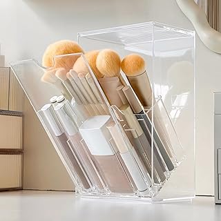 Organizador de brochas de maquillaje con tapa...