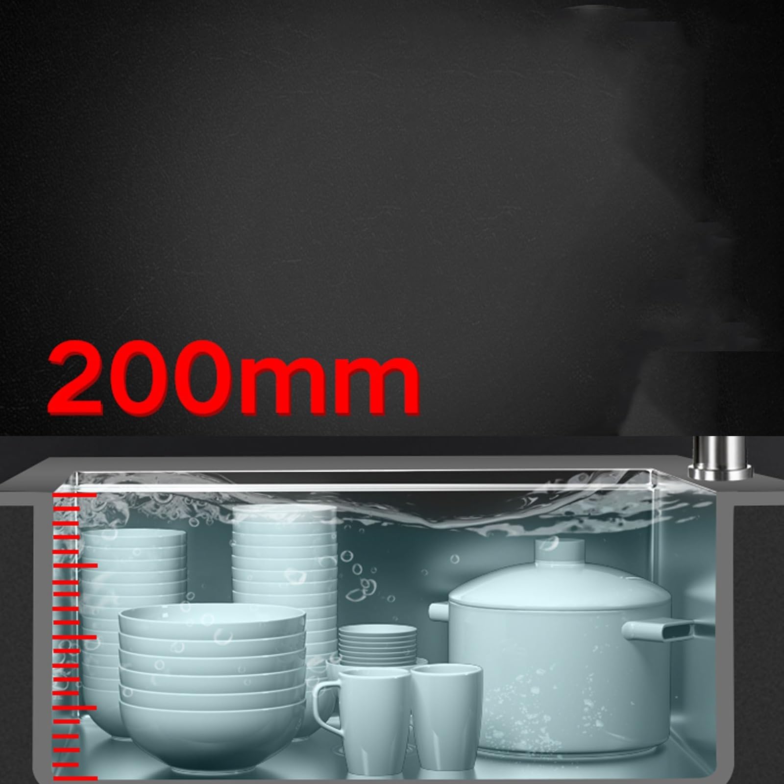 Lavello da cucina sottotop di alta qualità, 1 vasca, in acciaio inox, rubinetto estraibile e rubinetto dell'acqua pulita, ideale per bar, hotel e sale da pranzo (dimensioni speciali del modello)