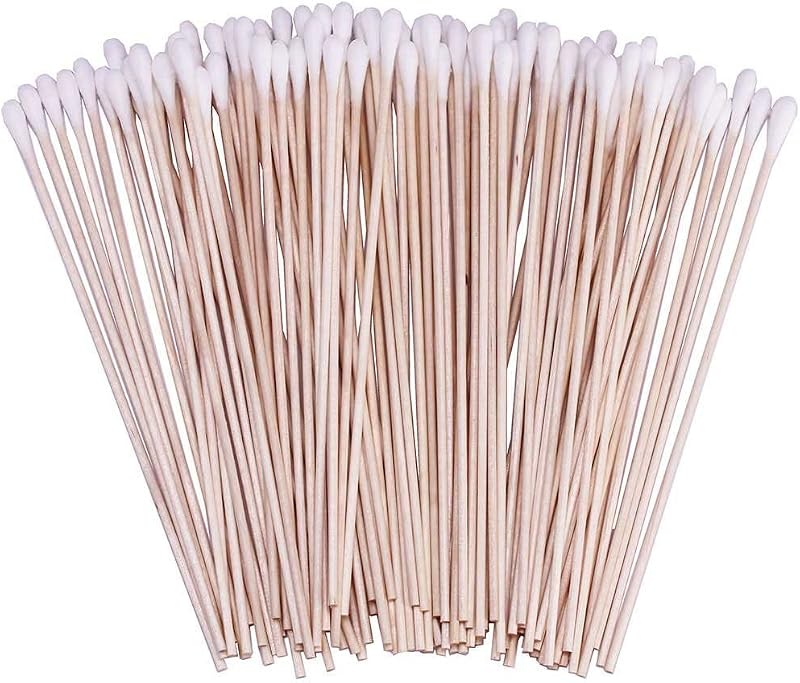 Hastes de Algodão BTYMS com Haste de Madeira, 15,24 cm, Pacote com 500