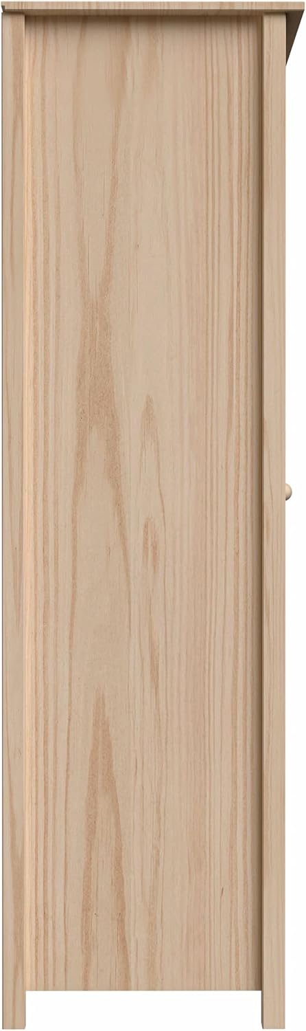 From the Tree Furniture Solid Wood Armoire – 2-Door Wardrobe Cabinet with Adjustable Shelves, Tall Bedroom Storage Closet, Unfinished
