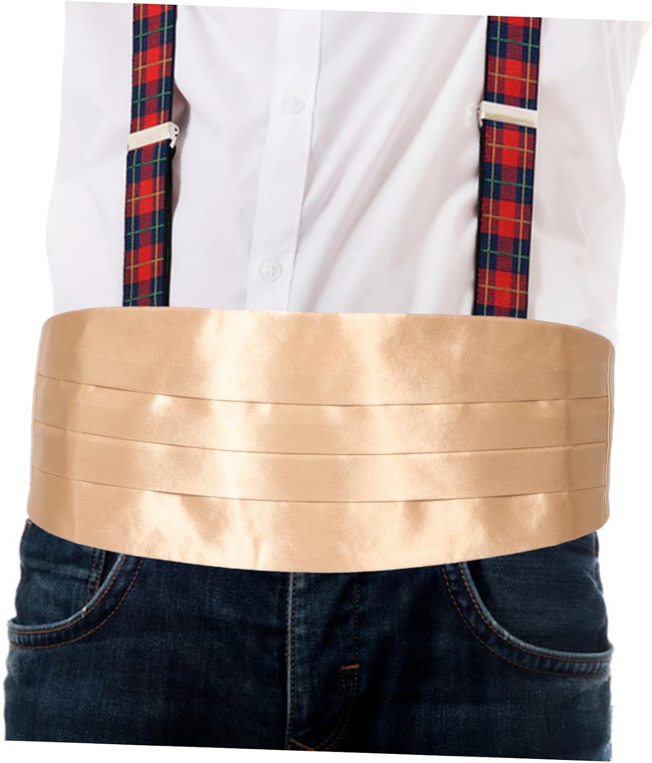 Adjustable Formal Cummerbund Tie Men's Satin Waistband for Suit Wedding Party Accessory