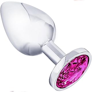 Plug anal femme débutante acier inoxydable 7,2 cm Ø2,7 cm mini butt plug cristal rose élégant sextoy anal métal surface lisse facile à nettoyer stimulation anale plaisir intime FOPS A20-1