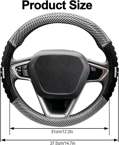 Miniatura 3 de Funda para volante estilo deportivo de cuero PU rojo con agarre deportivo antideslizante y transpirable, accesorio universal para volante de