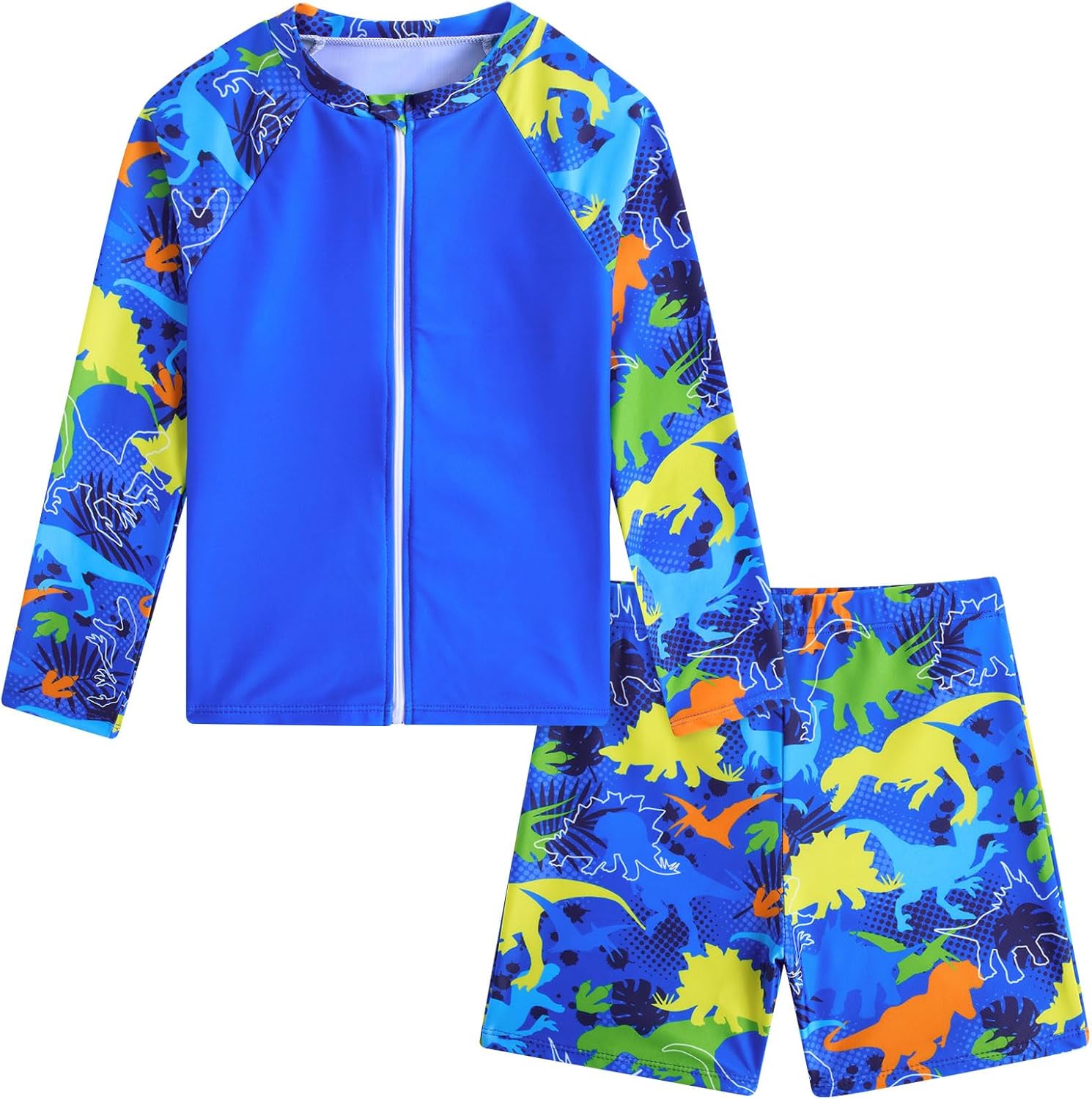 Boys Zipper Rash Guard Sets UPF 50+ with Short 3-9 Years