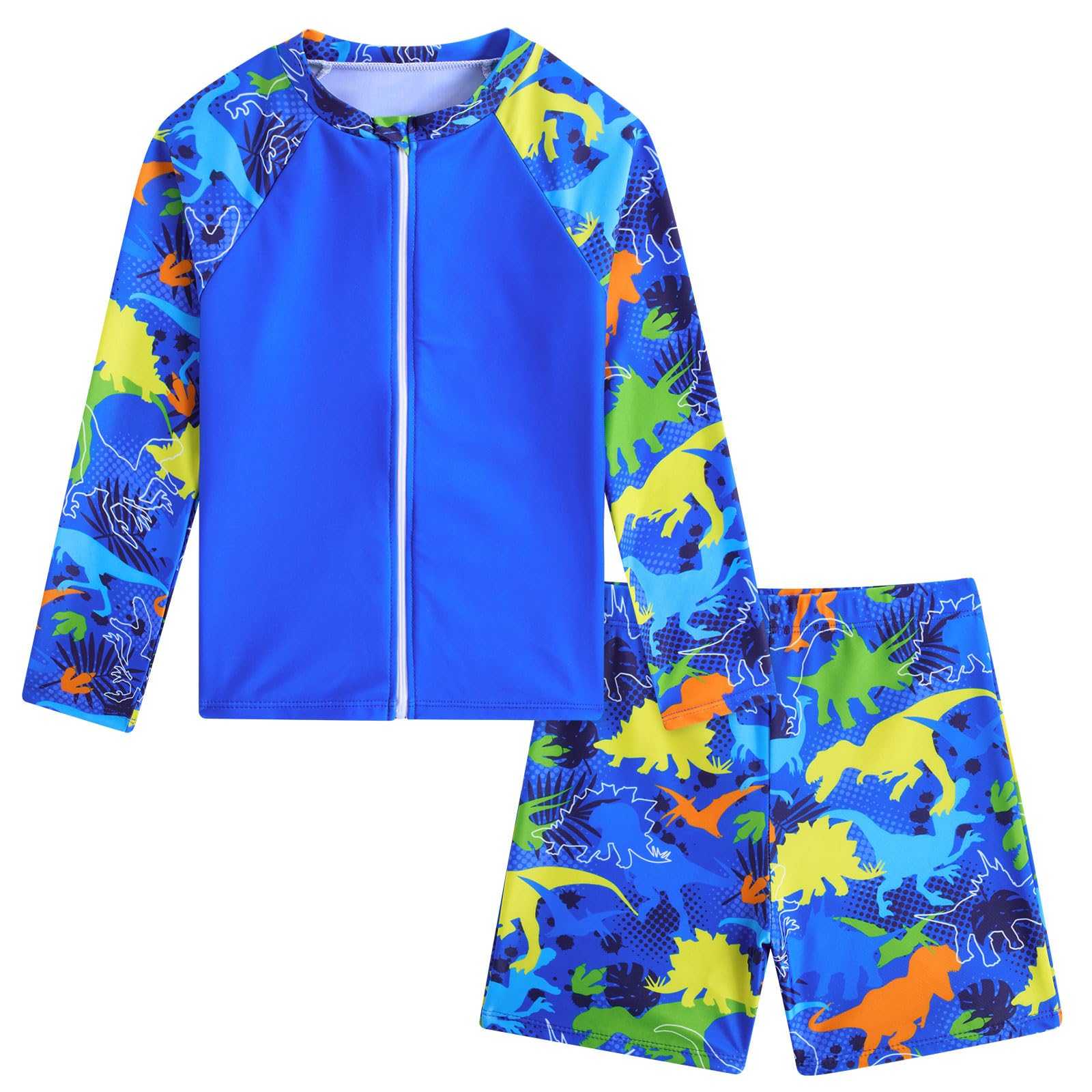 SunFocus Boys Zipper Rash Guard Sets UPF 50+ with Short 3-9 Years