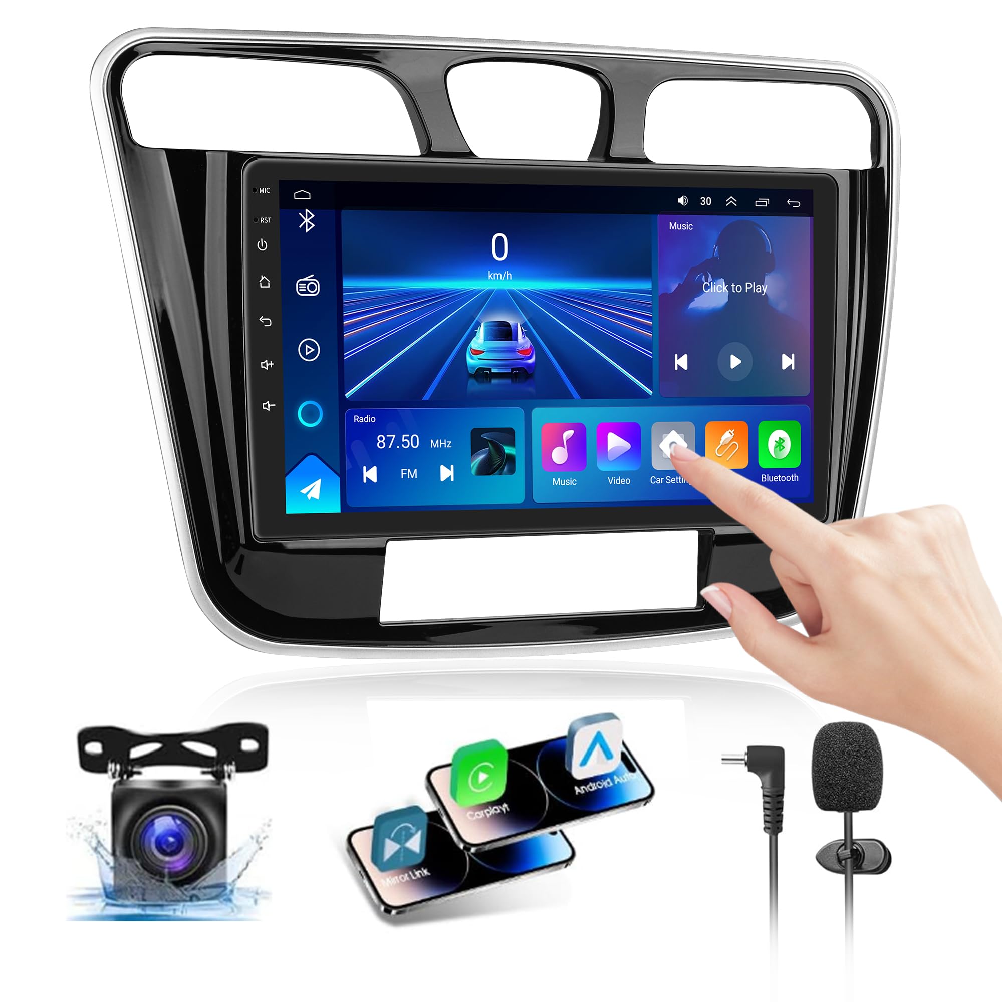 View 1 of ?4G+64GB?Car Radio Stereo for Chrysler 200 200C 2011-2014,Android 13 Wireless Carplay&Android Auto with 9 Inch IPS Touch Screen Radio Support Real-Time GPS/Voice Control/WiFi/AHD Back-up Camera/SWC/FM