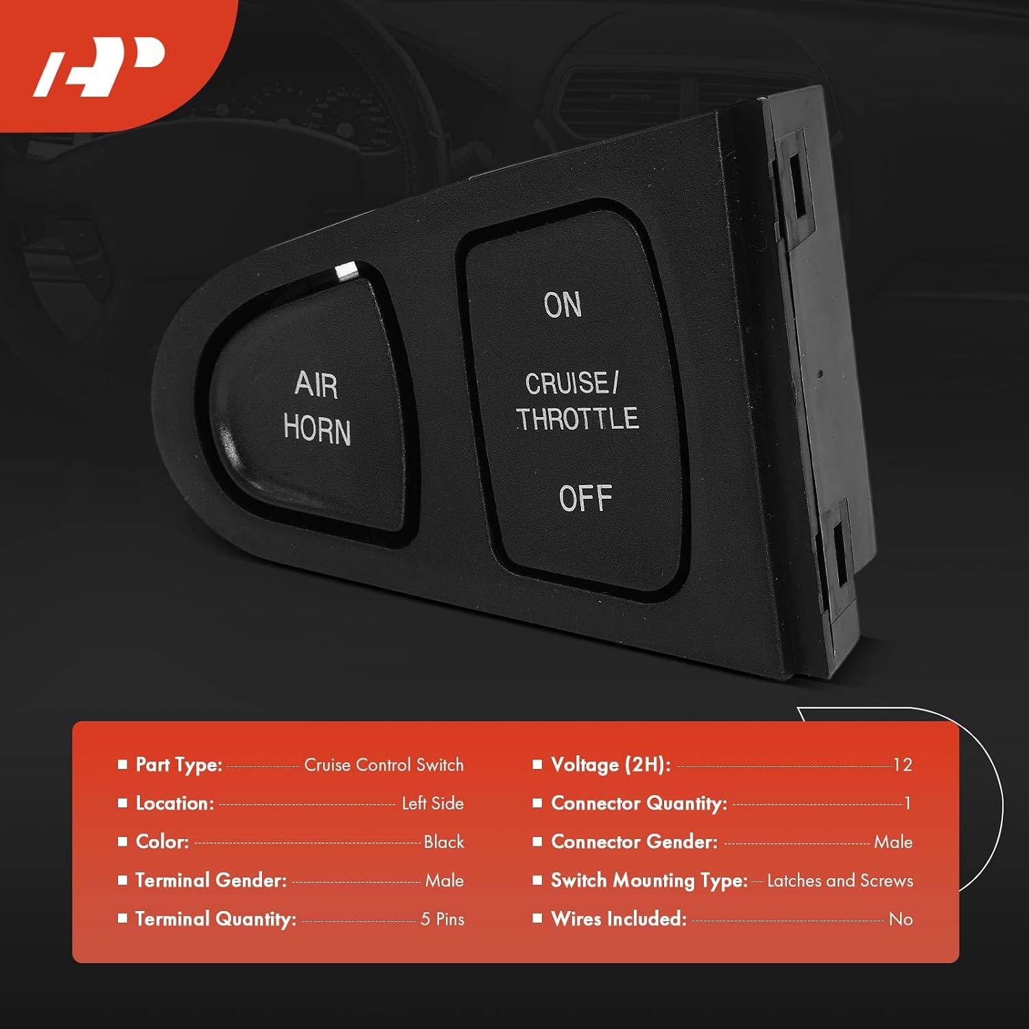 A-Premium Steering Wheel Mounted Cruise Control Switch Buttons Compatible with International Harvester 4100, 4100 SBA, 4200, 4200LP, 4300, 4300LP, 4400, 4400LP, 7300, 7400, 7500, 7600, 7700, 8500, CXT