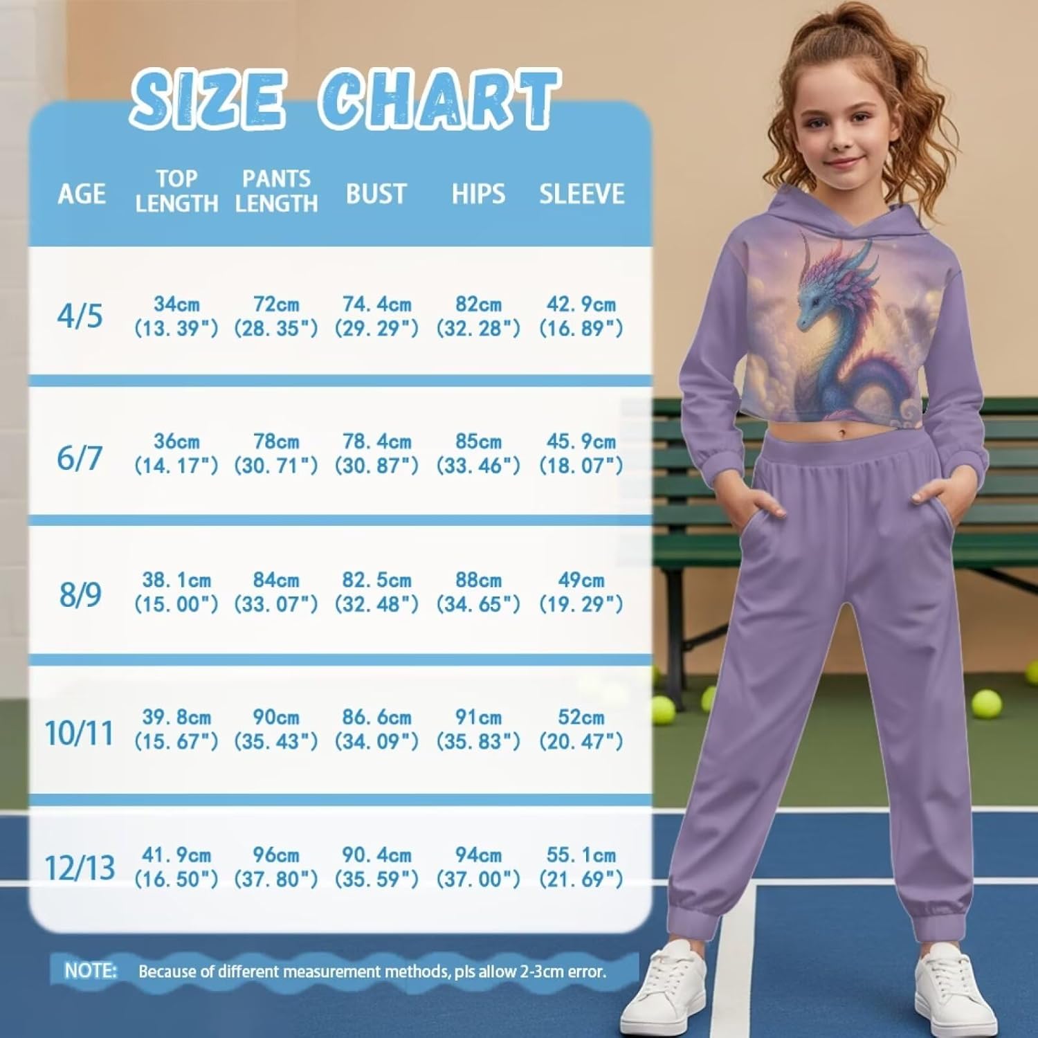 Girls' Fashion Hoodies & Sweatpants 2 Piece Outfits Crop Tops for Kids Sweatshirts Athletic Sets