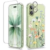 GVIEWIN for iPhone 17 Case, with Screen Protector+Camera Lens Protector, [NonYellowing] Clear Floral Slim Shockproof Protective Hard PC Back Women Phone Case for iPhone 17 6.3