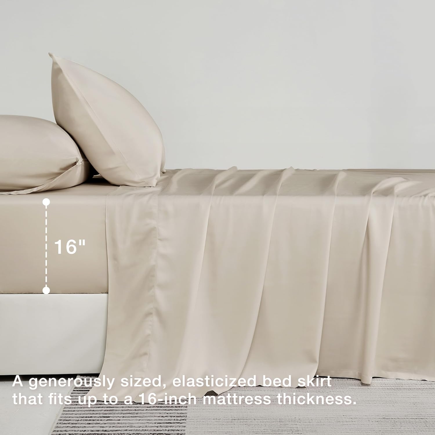 JELLYMONI Twin Sheet Set, Luxury Rayon Derived from Bamboo, Cooling Bed Sheet Set - Ultra Soft, Breathable, Eco-Friendly, Hypoallergenic - 4 Piece Sheets & Pillowcases, Light Khaki