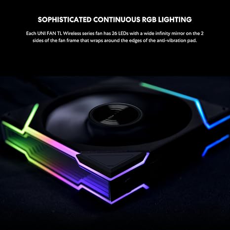 Lian Li UNI Fan TL LCD Wireless 120-Single Pack (Reverse Blade)-2.4 GHz Wireless Signal ARGB Fan-Infinity Mirror-Daisy-Chain -Syncing Lighting-Controller NOT Included & Required - White (12RTLLCD1W1W)