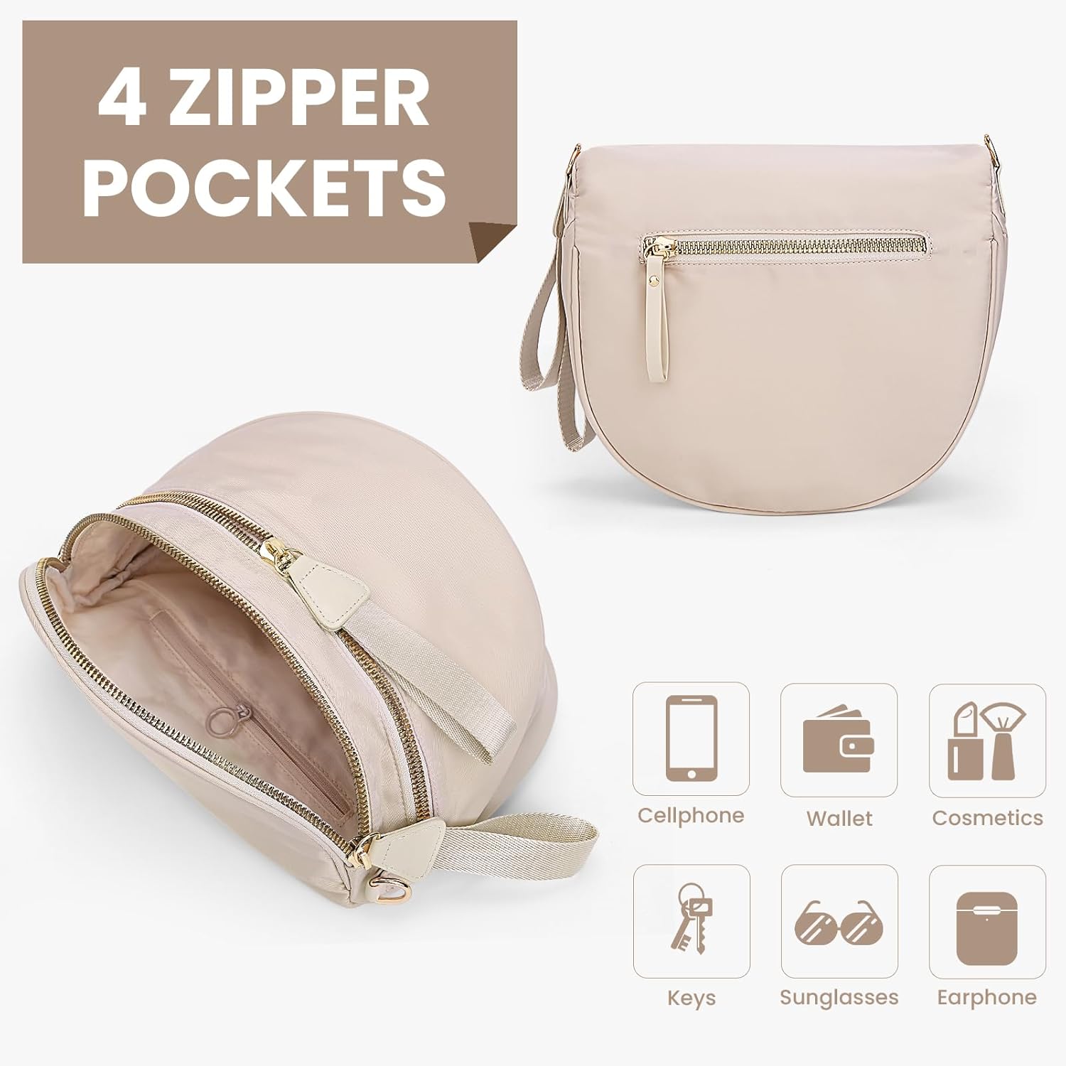 Lushandy Bum Bag Women's Checkered Crossbody Bag Nylon Cross Body Bags Plaid Mom Everyday Purse for Travel - Image 4