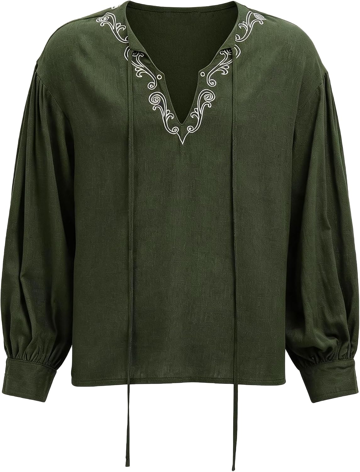 C-ZOFEK Medieval Renaissance Shirt Hunter Top V-Neck Pirate Witch Cosplay Costume for Men Women