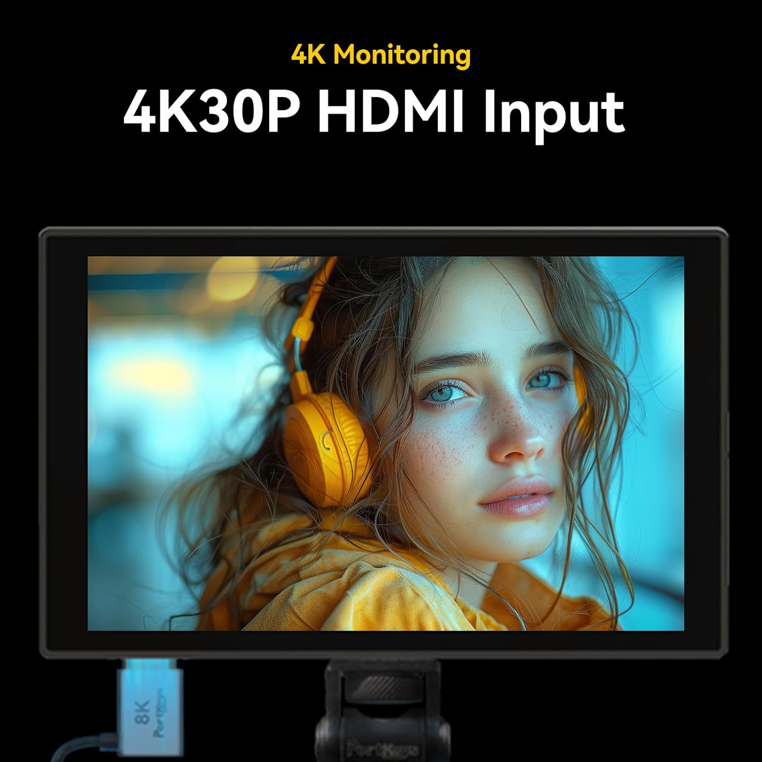 Portkeys HD7T Camera Field Monitor 7'' 1000nit High Brightness Touchscreen Camera Monitor with Top Shortcut Keys Suitable for DSLR with S0NY NP-F550 Battery