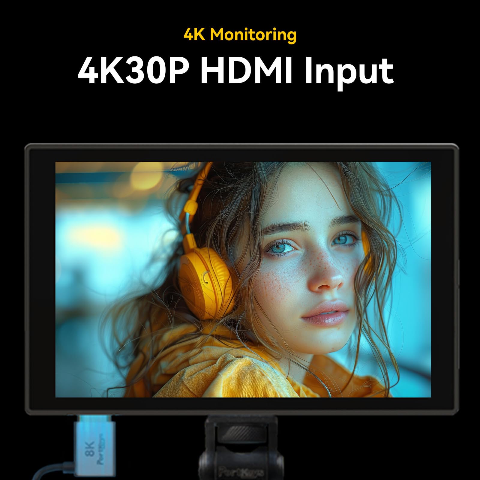 Portkeys HD7T - Monitor de campo para cámara de 7 pulgadas, 1000 nit, pantalla táctil de alto brillo, con teclas de acceso rápido, compatible con DSLR con batería S0NY NP-F550