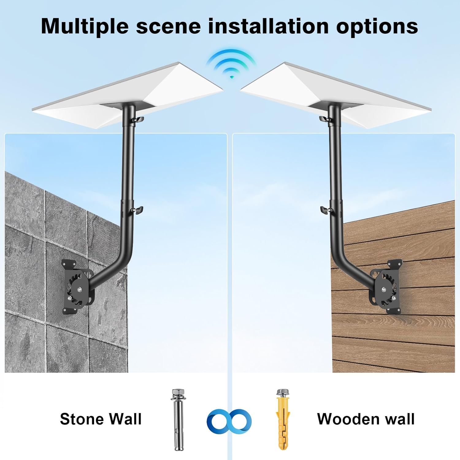 Starlink Mount with Extension-Adjust Angle Without Disassembly Tube Gen 3 Roof Mount Wall/Ceiling Mounting Kit Compatible with Starlink Standard 4/4X/V3（Black）