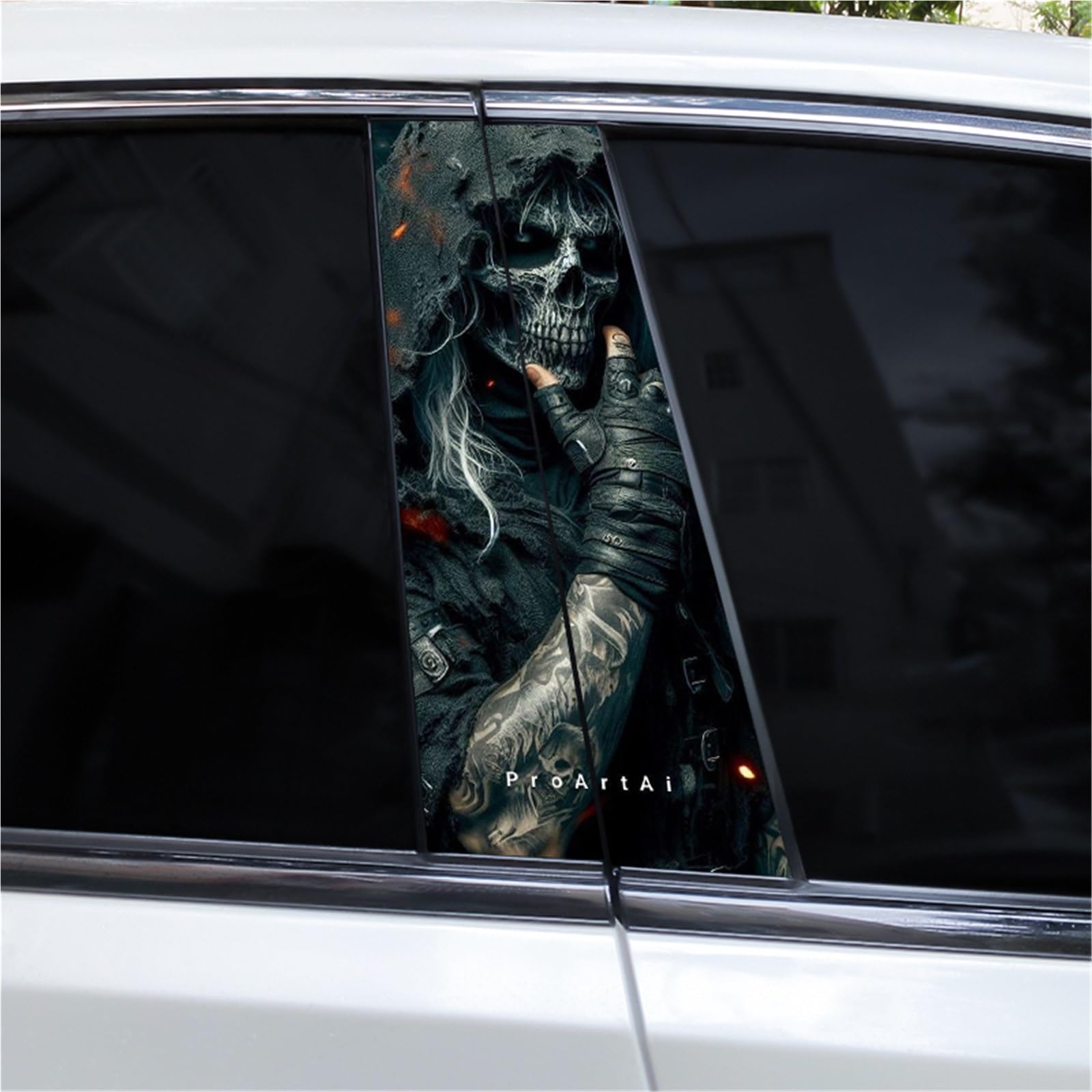 2pcs Skull Car Sticker Car B-Pillar Decal Vinyl Waterproof Decal DIY Modified Car Styling Car Door Pillar Sticker
